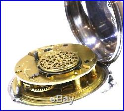 Antique Very Large 1840 Pair Cased Silver Fusee Verge Pocket Watch. Serviced