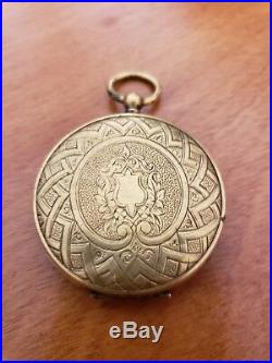 Antique Victorian Pocket Watch Case Locket Photo Pendant Jewelry