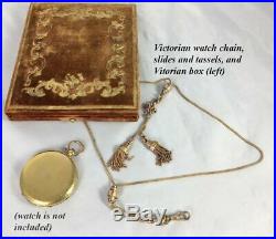 Antique Victorian Pocket Watch Chain & Tassels in Superb Watch Case, Box
