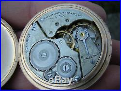 Antique Vintage Elgin Size 16 Gold Gf Pocket Watch Ornate Minty Case. Works