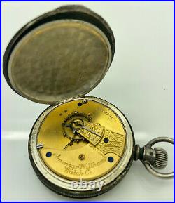 Antique WALTHAM 1883 Pocket Watch Coin Silver Full Hunting Case Fahys Monarch