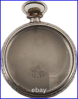 Antique Wadsworth Pocket Watch Case for 16 Size 14k White Gold Filled Engraved