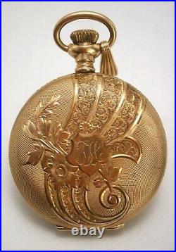 Antique Waltham 14K Yellow Gold Pocket Watch in Hunter Case from 1893-1902