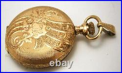 Antique Waltham 14K Yellow Gold Pocket Watch in Hunter Case from 1893-1902