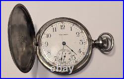 Antique Waltham 15 Jewels Sterling Hunter Case Pocket Watch Running