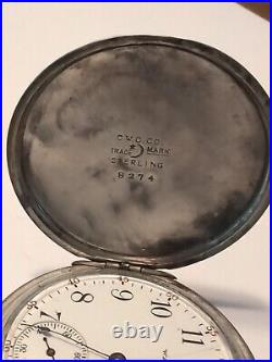 Antique Waltham 15 Jewels Sterling Hunter Case Pocket Watch Running