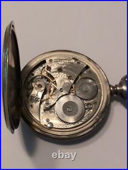 Antique Waltham 15 Jewels Sterling Hunter Case Pocket Watch Running