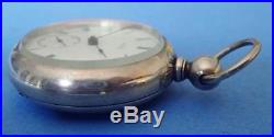 Antique Waltham 18s 11j Wm Ellery Key Wind Pocket Watch In Sterling Silver Case