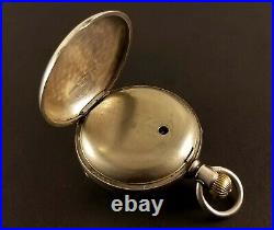 Antique Waltham Broadway Pocket Watch Key Wind Key Set Coin Silver Case