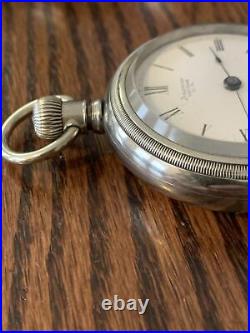 Antique Waltham Pocket Watch, 18S, 15 J, Silveroid Case, Nice Dial & Running