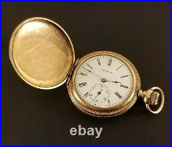 Antique Waltham Pocket Watch 7 Jewels 6 Size Gold Fill Hunter Case Ca. 1900
