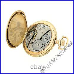 Antique Waltham Pocket Watch 7j 16s Grade No 610 Model 1908 14K Gold Hunter Case
