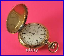 Antique Waltham Pocket Watch Gold Fill Hunter Case 7 Jewels 6 Size Ca. 1896