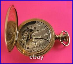 Antique Waltham Pocket Watch Gold Fill Hunter Case 7 Jewels 6 Size Ca. 1896