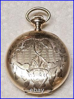 Antique Waltham Pocket Watch Gold Filled Case Chain With 14k Chain Slide