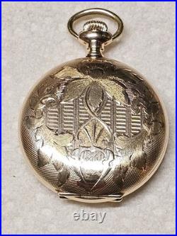 Antique Waltham Pocket Watch Gold Filled Case Chain With 14k Chain Slide