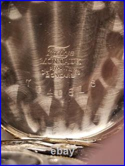 Antique Waltham Pocket Watch Gold Filled Case Chain With 14k Chain Slide