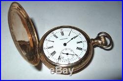 Antique Waltham Pocket Watch Hunter's Case Gold Filled Engraved 1903 It Runs