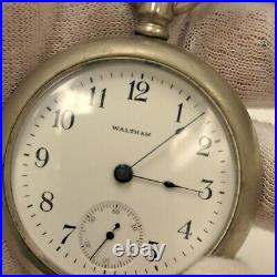 Antique Waltham Pocket Watch Watch Silver Case Working Condition Open Face