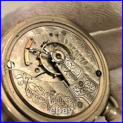 Antique Waltham Pocket Watch Watch Silver Case Working Condition Open Face