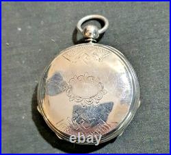 Antique Warranted Coin Silver Coin Fob Fusee Pocket Watch Case Stamp #130 USA