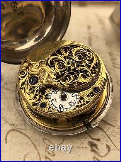 Antique Welsh 1772 Georgian Silver Verge Fusee Pair Cased Pocket Watch Working