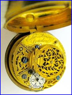 Antique c 1850 EDWARD PRIOR London Triple 3 Case Verge Fusee Pocket Watch REPAIR