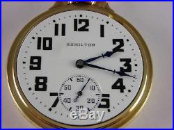 Antique original 16s Hamilton 992B Rail Road pocket watch 1942. 21j. Nice case