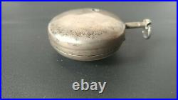 Antique silver case pocket watch verge chain fusee movement circa early 1800s