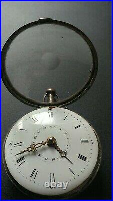 Antique silver case pocket watch verge chain fusee movement circa early 1800s