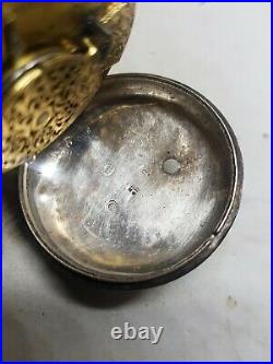 Antique solid silver fusee VERGE pair cased Dn. LONDON pocket watch 1828 re1481