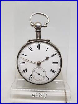 Antique solid silver fusee pair cased London pocket watch 1884 working ref301