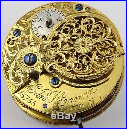 Antique verge pair case silver pocket watch E Hemmen London HM1791 Working order