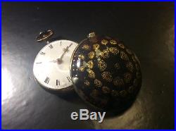 Antique verge watch. Tortoiseshell pair case. 18 century. Spindeluhr. Montre coq