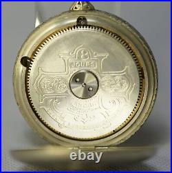 Antiques 1918 Hebdomas 8 Days Pocket Watch Hunting Scene Case Superb Original