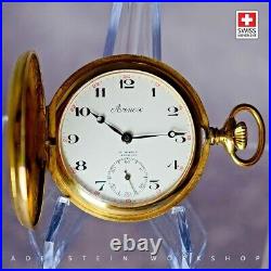 Arnex Model 14G New17 Jewels Incabloc Gold-Plated Case Pocket Watch Unitas 6498