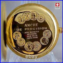 Arnex Model 14G New17 Jewels Incabloc Gold-Plated Case Pocket Watch Unitas 6498