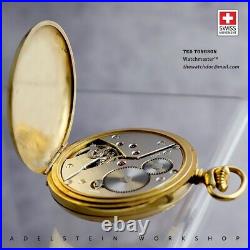 Arnex Model 14G New17 Jewels Incabloc Gold-Plated Case Pocket Watch Unitas 6498