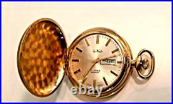 Arnex Pocket Watch VAN WOODS 17 Jewels Gold Tone Case Swiiss Free Shipping
