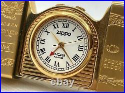 Auth ZIPPO Gold-Plated Limited Edition TIME TANK Pocket Watch w Case