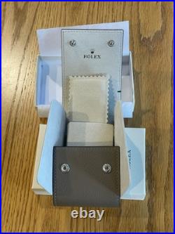 Authentic Rolex Taupe Leather Watch Case Travel Pouch Rare Color Great Gift