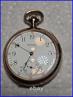 B106 Antique Model 1908 Waltham 610 Pocket Watch Gold Filled Case 16s 7j