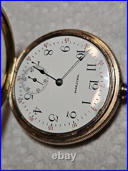 B106 Antique Model 1908 Waltham 610 Pocket Watch Gold Filled Case 16s 7j
