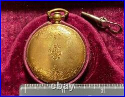BOURQUIN & FILS Hinged 18k Gold Case Pocket / Pendant Watch ORIGINAL BOX & KEY