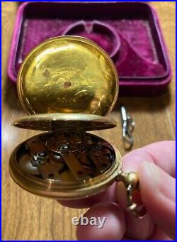 BOURQUIN & FILS Hinged 18k Gold Case Pocket / Pendant Watch ORIGINAL BOX & KEY