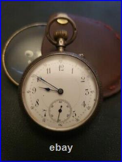 Beautiful 1800's Swiss 935 Silver Case Pocket Watch Engraved Back