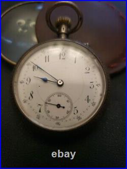 Beautiful 1800's Swiss 935 Silver Case Pocket Watch Engraved Back