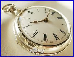 Beautiful Sterling silver pair case verge fusee Pocket watch London 1818