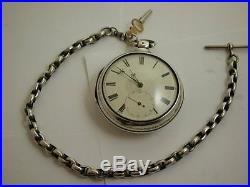 Beautiful Victorian Pair Cased Solid Silver Doctor's Pocket Watch & Albert Chain