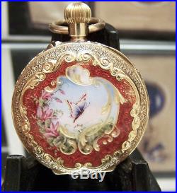 C1880-1900 Stunning Antique Solid 18k Swiss Enamelled Case Pocket Watch Lovely